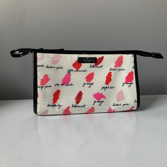 Kate Spade ♠️ Lipstick Smudge Makeup Bag Medium - Picture 1 of 8
